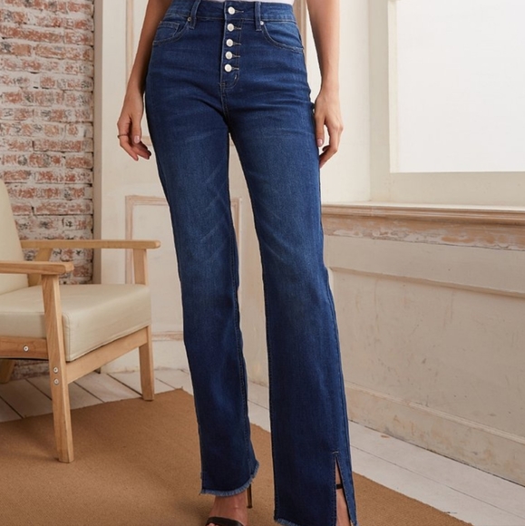 BNWT Suzanne Betro dark blue button high waist jeans - Picture 2 of 8